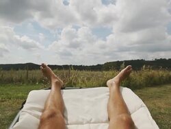 Hammock relaxing point of view Stock Footage