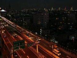 WS View of Tokyo Metropolitan expressway at Shinjyuku exit / Shinjyuku, Tokyo, Japan  Stock Footage