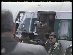 WEST BANK: HEBRON: YASSER ARAFAT ARRIVES TO CELEBRATE EID EL ADHA News Clip