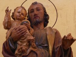 CU Shot of dusty and cobwebbed religious statue in Catholic Church / Juba, Central Equatoria, Sudan  Stock Footage