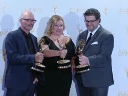 Simon Miles, Suzanne Sotelo, Matthew Cotter at 2014 Creative Arts Emmy Awards Stock Footage