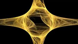 Yellow smoke swirls around into a four-pointed star. Stock Footage