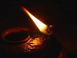 Wick of Oil Lamp Stock Footage