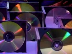 Panning compact disks in cases Stock Footage