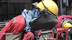 Shielded Arc Metal Welders, Shipyard, Saigon, Vietnam Stock Footage