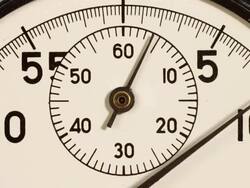 Timelapse. Close up of a stopwatch going backwards and slowing down to zero. Stock Footage