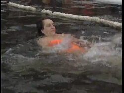 RUSSIA: MOSCOW: ANNUAL ICE BATHING News Clip