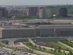WS AERIAL ZO View of Pentagon with Skyline  / Washington, Dist. of Columbia, United States Stock Footage