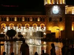Yerevan, night scene of the fountains in the Republic square Stock Footage