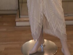 Princess Diana Worn Zandra Rhodes White Chiffon Ev Stock Footage