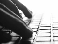 Typing fingers push notebook Silhouette Stock Footage