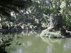 Sintra, Pena park and National Palace, nature trail, lakes and Duck-house Stock Footage