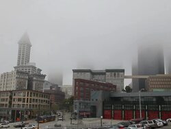 Static view of the skyscrapers from Pikes Place Market. Stock Footage