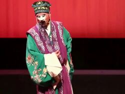MS Actor performing qinqiang opera in theater, qinqiang is representative folk opera of northwest china AUDIO / xi'an, shaanxi, china Stock Footage