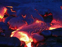Volcanic lava Flowing at night Stock Footage