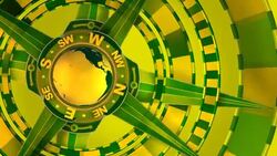 Yellow, Loopable, Global Compass Rose with World and Cardinal Points Stock Footage