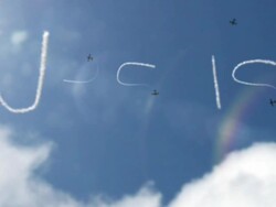 Sky Writing Smoke Trail - Jesus (Full HD) Stock Footage