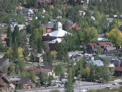 Breckenridge city center from mountain view Stock Footage