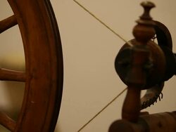 Old spinning wheel loom / Vieux rouet Ã‹Â† tisser Stock Footage