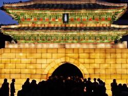 Silhouette Crowd Tourist Chill out Stock Footage