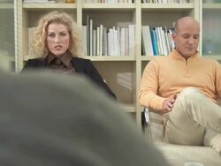 HD DOLLY: Couple Talking to Counselor Stock Footage