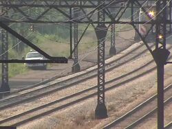 Train Driving On Train Tracks Stock Footage