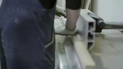Carpenters in workshop on a machine Stock Footage