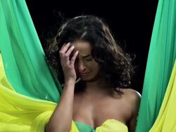 Upset woman with Brazilian flag Stock Footage