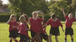 Team of soccer players celebrating Stock Footage