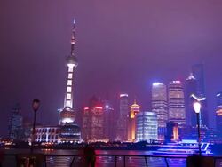Time Lapse - Shanghai Skyline at Night (Panning) Stock Footage