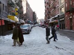 Frigid Temperatures And Snow Hamper NYC Morning Commute Stock Footage