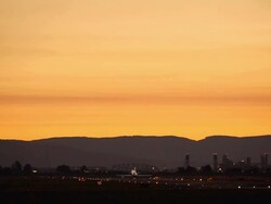 Regional jet taking off in sunset Stock Footage