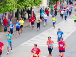 Marathon city runners Stock Footage