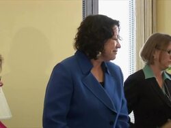 June 3, 2009 US Supreme Court justice nominee Judge Sonia Sotomayor meeting with Senator Barbara Mikulski on Capitol Hill in Washington, DC / AUDIO Stock Footage