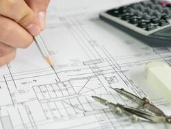 Architect Working on Blue Print Stock Footage