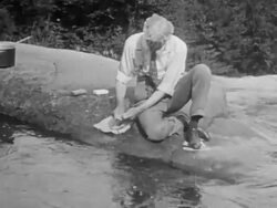 Henry Ford and Thomas Edison camping Stock Footage