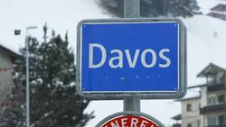 Winter view of Davos, famous Swiss skiing resort Stock Footage