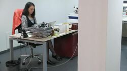 Young adult female working as office manager Stock Footage