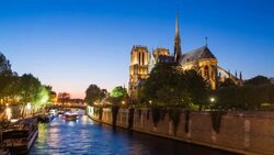 Notre Dame cathedral and the River Seine, Paris, France, Europe - Time lapse Stock Footage