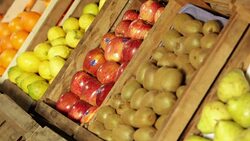 Fruits in a greengrocery Stock Footage