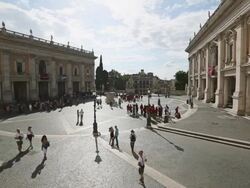 Capitoline Hill and Piazza del Campidoglio in Rome Stock Footage