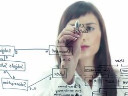 businesswoman showing xml structure Stock Footage