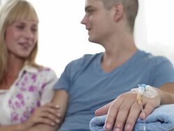 HD: Young Man Having Chemotherapy at home. Stock Footage