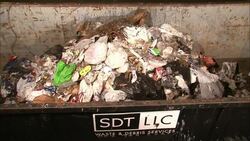 Trash fills a dumpster. Stock Footage