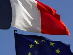 French and European Union flags Stock Footage