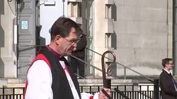 Prince Phillip Watched Priest Deliver War Memorial News Clip