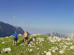HD: Happy Fell Runners Reaching The Peak Stock Footage