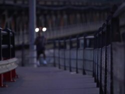 Man runs in an urban scene Stock Footage