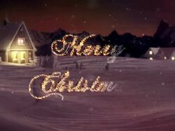 HD: Merry Christmas Text Over Winter Wonderland Stock Footage