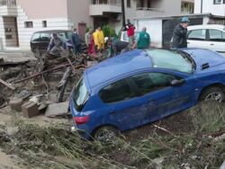 Destruction after a massive flooding in Varna, Bulgaria Stock Footage